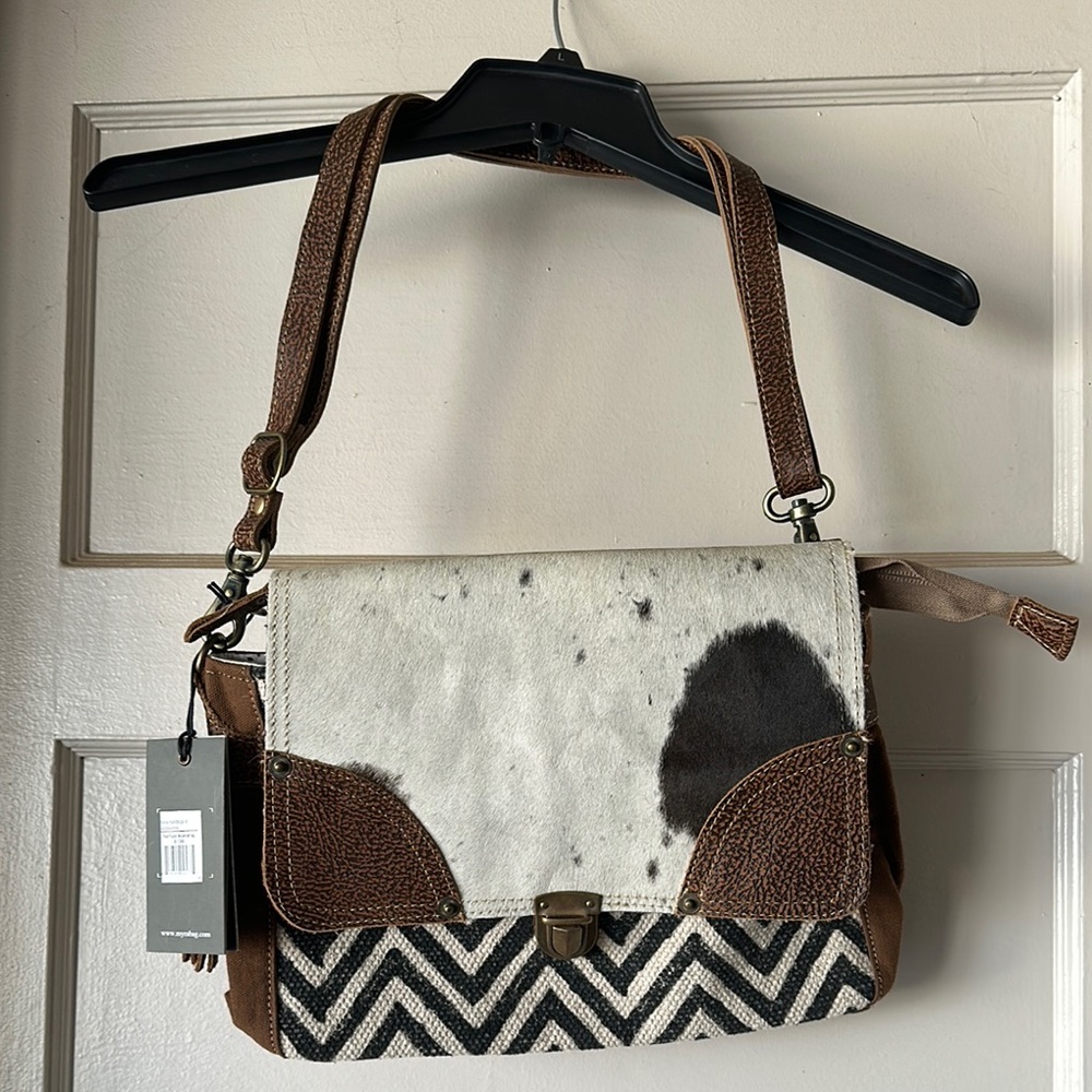 Brown and White Patterned Women's Bag